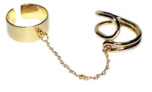 Кольцо на две фаланги с цепочкой